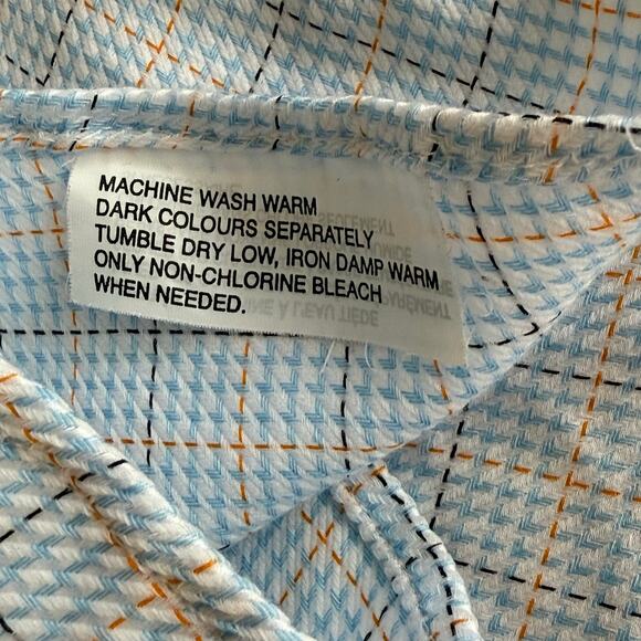 Peter Millar Mens Button Down Shirt Powder Blue Plaid Cotton Sz XL Easter Spring - Picture 8 of 11